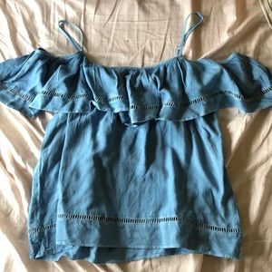 Off the shoulder blue tank
